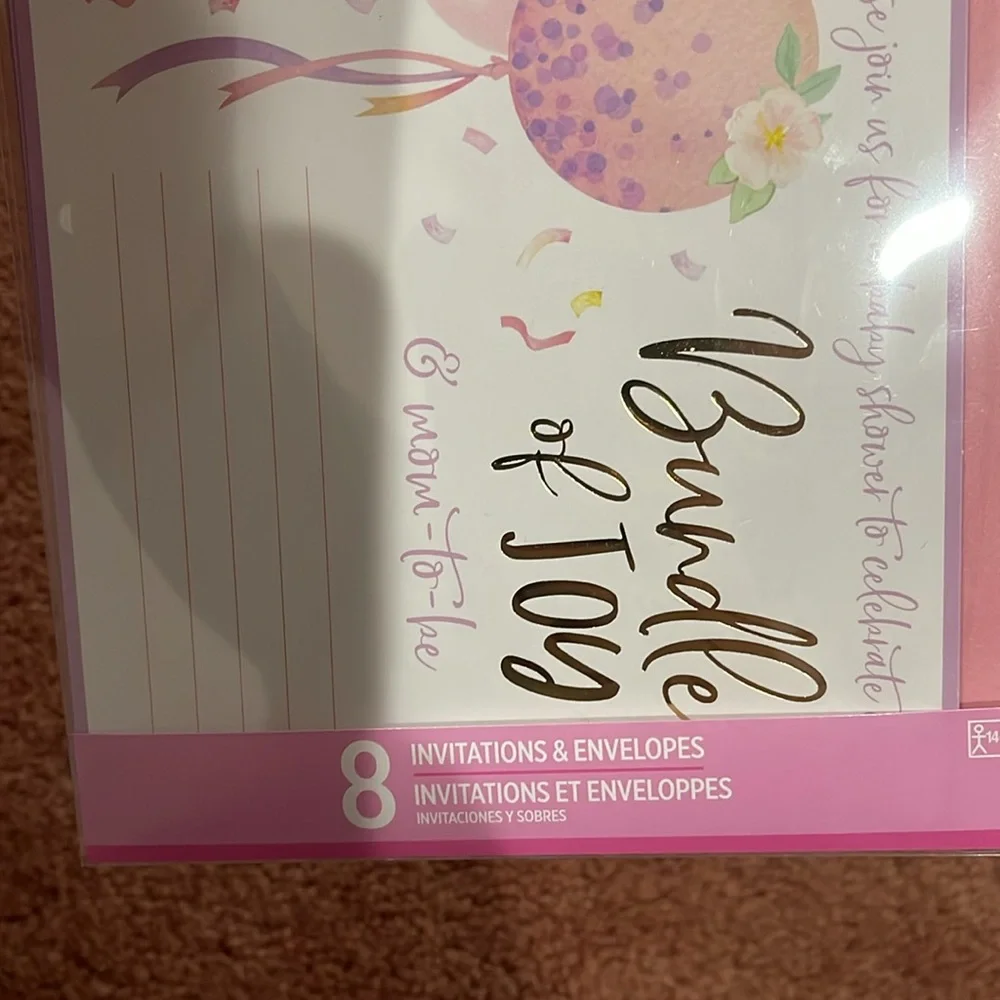 Bundle of Joy Baby Shower Invitations - Pink and Gold